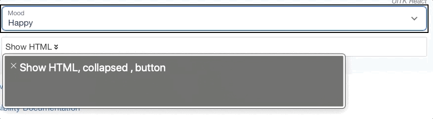 Screen reader example of a select list